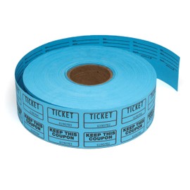 Huron Ticket Rolls, Blue, Case of 4 Rolls (2000 Tickets per Roll)