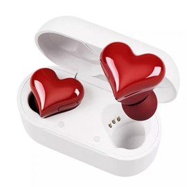 Wireless Bluetooth Earbuds, Noise Canceling Headphones with Charging Case, Stereo Stylish Heart Shaped Earphones for Gym Office School