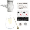 QMTSINEW 2-Pack E26 Socket Outlet Adapter with Pull Chain Switch,