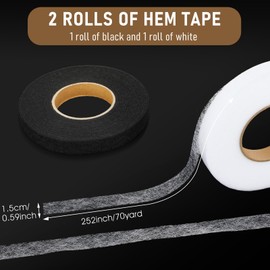 Mabor 140 Yards Double Sided Hem Tape Iron On，2 Rolls Hem Pants Without Sewing，Keep Its Beauty,Hemming Tape for Curtains,Pants,Clothes, Hem Tape No Sew Heming Tape Hemming Tape for Dresses