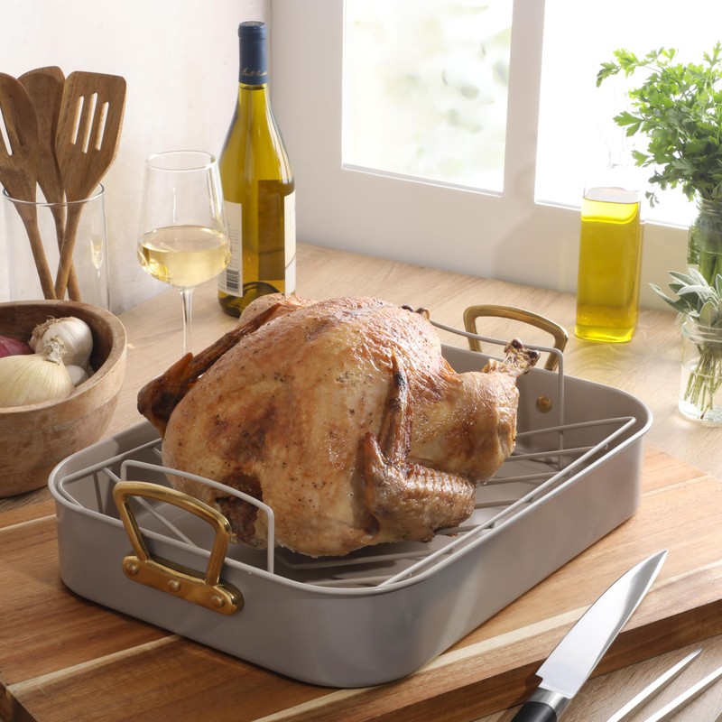 Gibson Home Broxton 2-Piece Nonstick Roaster Pan with Rack –