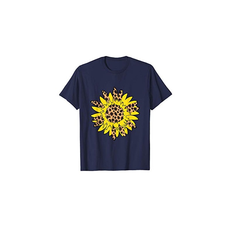 Leopard Sunflower For Wife Leopard Print Gift Sunflower T-Shirt