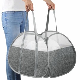 BOSNONA 93L Collapsible Laundry Baskets Pop Up Laundry Hamper with Reinforced Handles Reliable Foldable Laundry Hamper for Laundry Room Kids Room (Large Grey)