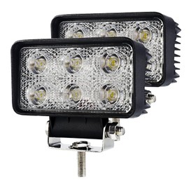 BRIGHTUM 18 W LED Work Light White 12 V 24 V Flood Light Reflector Work Light Headlight Work Light Offroad SUV UTV ATV Work Lamp Tractor Excavator Flood Beam (Pack of 2)