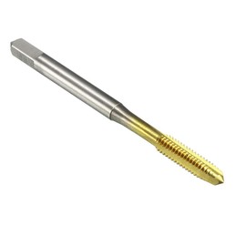 sourcing map Metric Machine Tap M4 x 0.7mm H2 Titanium Coated (Ti-Coated) High Speed Steel 3 Straight Flutes Screw Thread Tapping Threading Machinist Repair DIY Tool
