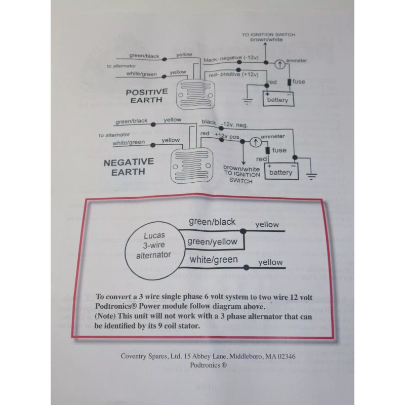 PODtronics Mosfet 2 wire 12v rectifier regulator Triumph single phase