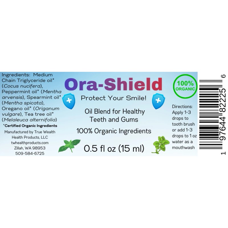 Ora-Shield Organic Tooth Oil, Gum Disease Relief, Helps Bleeding, Sore