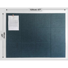 DECORITA Cork Board 48 x 36 Alternative – 11.8x11.8x0.35 Inches 12 Pack Felt Wall Tiles with Safe Removable Adhesive, Large Cork Board for Office Walls Pin Board Cork Tiles for Classroom - Dark Green