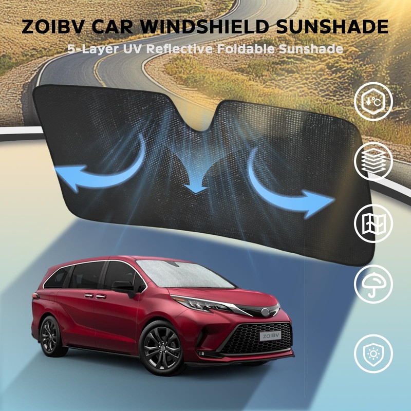 ZOIBV Windshield Sun Shade for 2021-2025 Toyota Sienna L LE