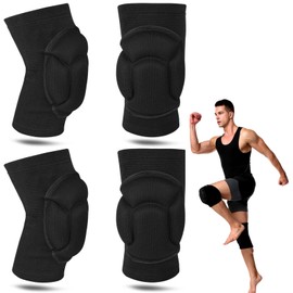 Ptenzor Protective Knee Pads for Sports & Yoga - Thick Sponge Anti-Slip Collision Avoidance Knee Sleeves for Running, Volleyball, Cycling, Dance, Climbing (Large)
