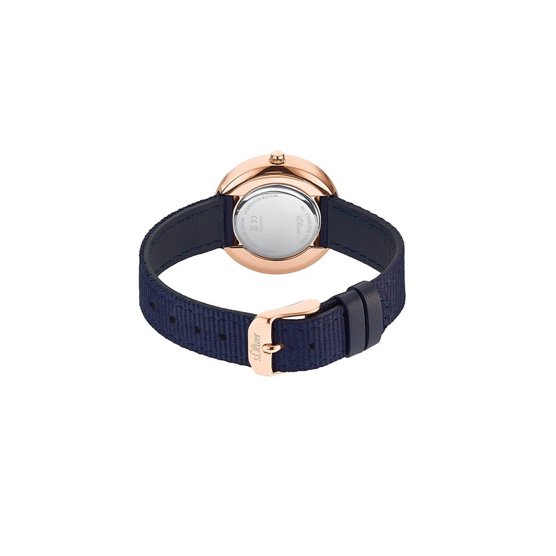 s.Oliver Women's Quartz Watch Analogue with Textile Strap, Waterproof, Comes