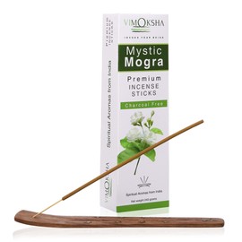 Vimoksha Mogra Incense Sticks-Bulk Pack-100% Natural-Organic-Chemicals Free-for Yoga-Prayer-Meditation-Purification-Relaxation-Positivity-240 Gm-135 Sticks with Incense Holder (Mystic Mogra)