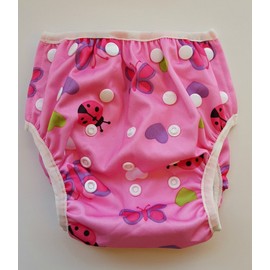 Swim Diaper - Reusable and Adjustable for Babies 0 to 12 Months and Toddlers up to 3 Years by Eco-Friendly Terra Baby (Pink Flutter-by Love)