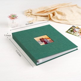 Mublalbum 8.5x11 Inch DIY Scrapbook Photo Album with 40 Plastic Sleeves 80 Pages Top-Loading Protectors, Linen Cover 3-Ring Binder for Baby Wedding Travel and DIY Projects (Dark Green)