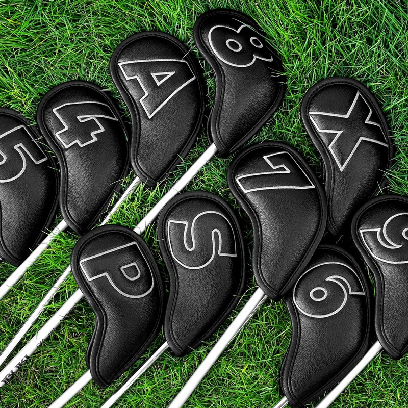Craftsman Golf Black Classic Iron Headcover set with Silver Large