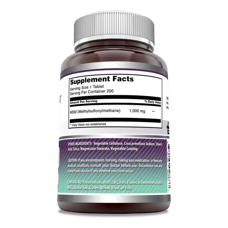 Formulas Msm 1000mg 200 Tabletas Amazing Nutrition Sabor Sin Sabor