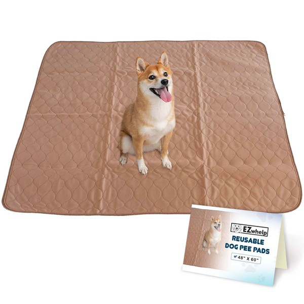 EZwhelp Reusable Dog Pee Pads - Waterproof Training Pads for Dogs - Washable & Sanitary - Rounded Corners - Laminated, Lightweight, Durable - Pet Essentials for Puppy Training and Whelping - 48" x 60"