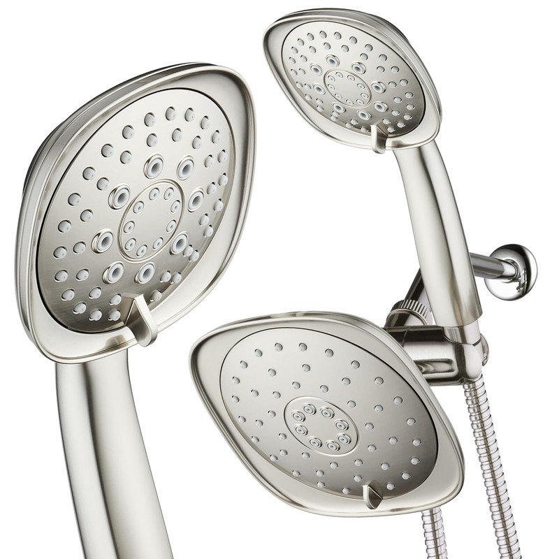 AquaDance Luxury Square High-Pressure Giant 7.3" Rain Shower Head/Handheld Spa