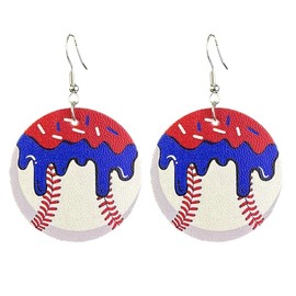 Leather Baseball Earrings Ice Cream Cheerleader Earrings Sport Lover Team Jewelry Gift-red blue