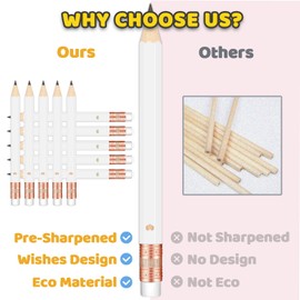 Vusnud 50Pcs - Bridal Shower Sharpened Half Pencils with Erasers, Pre-sharpened Pencils for Bridal Shower & Wedding Games, 4 Inches (Heart - White)