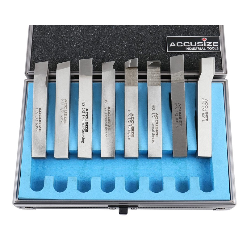 Accusize Industrial Tools 1/2'' 8 Pcs Hss Tool Bit Set,