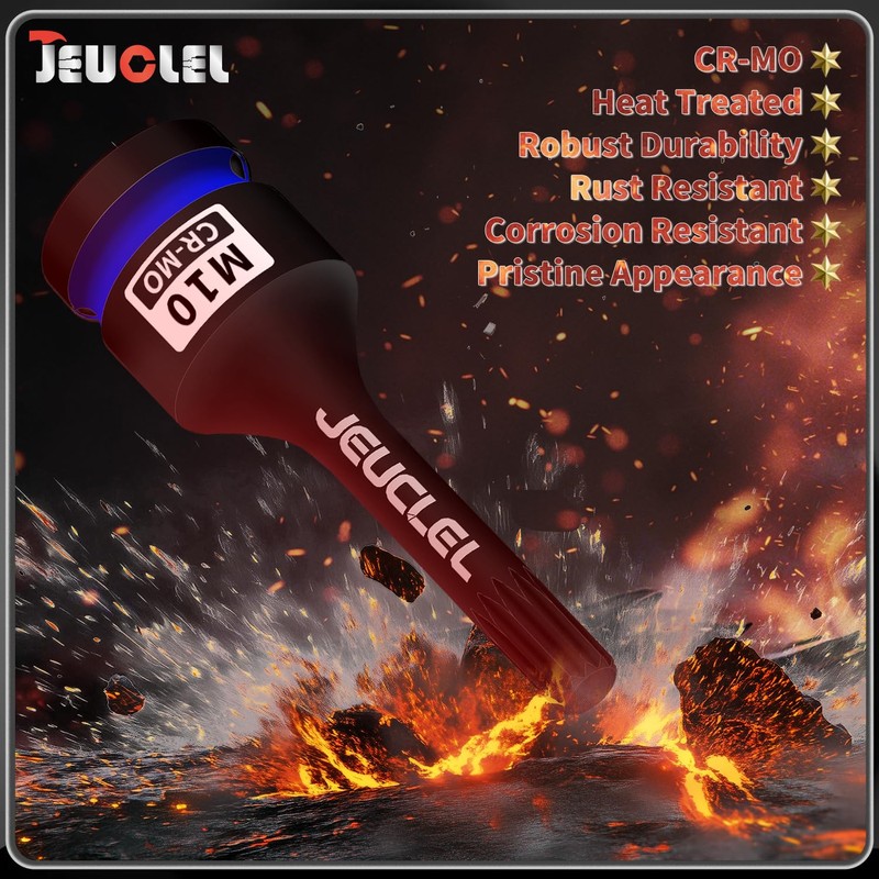 JEUCLEL 2PCS M10 Triple Square Impact Spline Bit Socket, 10mm