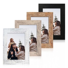 iRahmen 4 Pack 4x6 Picture Frame Set with High Definition Glass 4 x 6 Photo Frames for Desktop Display and Wall Mounting(Brown+Smoke Grey+Black+White).