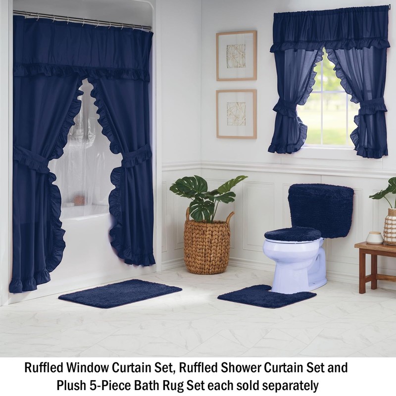 Stoneberry Home® Ruffled Window Curtain Set Polyester Dark Sea