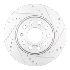 cciyu 10.72" Rear Brake Kits - 2 Drilled & Slotted Brake Rotors & 4 Ceramic Pads For Volkswagen For Golf 15-17/For Golf Alltrack 17/For Golf SportWagen 15-17/For GTI 15-17/ For Passat 15-17