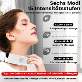 Neck Massager, Intelligent Voice Prompts, Neck Massager with 42°C Heat Therapy, 5 Modes, 15 Intensity Levels, Portable Electric Massager for Home, Office, Travel