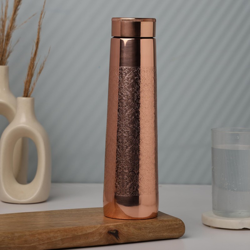 Copper Bottle Light House Shape, Etching Pattern, 900 Ml (30.43