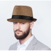 Initlove Straw Fedora Hat for Men Short Brimmed Panama Hat