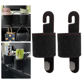 LECART Cup Holder for Car Seat Back Storage Hook Purse Multifunctional Headrest Hanger Organizer Cup Holders Black 2 Pack