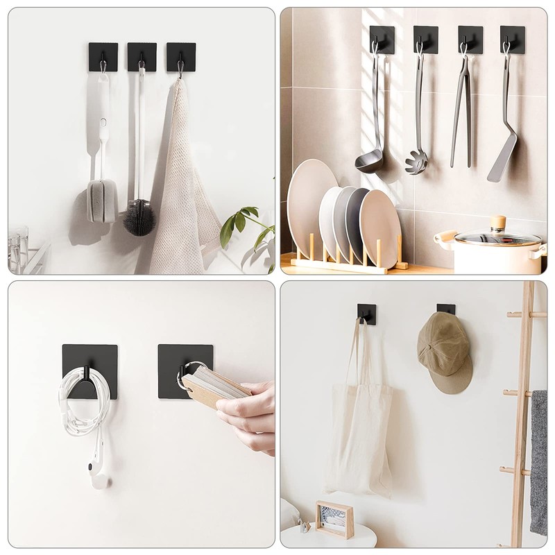 VIS'V Adhesive Towel Hooks, Waterproof Shower Wall Stick on Hooks,