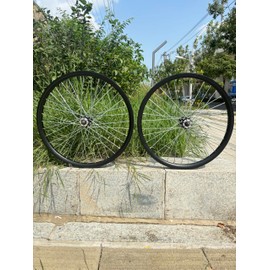 AUTES 26 inch Bicycle Wheel Set Double Wall Aluminum 26" Rim Set,Disc Brake,Front & Rear Heavy Duty Wheelset 10G 36 Spokes for MTB/Road/Cruiser Bikes(Rim Size 22.44")