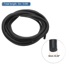 PATIKIL Silicone Foam Seal Strip, 3 M(9.8FT) 6mm(0.24") Dia Backer Rod Round High Density Solid Sponge Rubber Weather Stripping Cord for Sealing Gap Blocker Insulation, Black