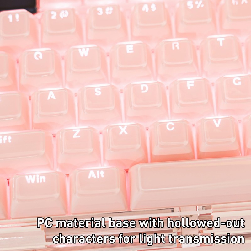 GEKUCAP Pink Clear Keycaps, Translucent Custom Keyboard Key Cap, MDA