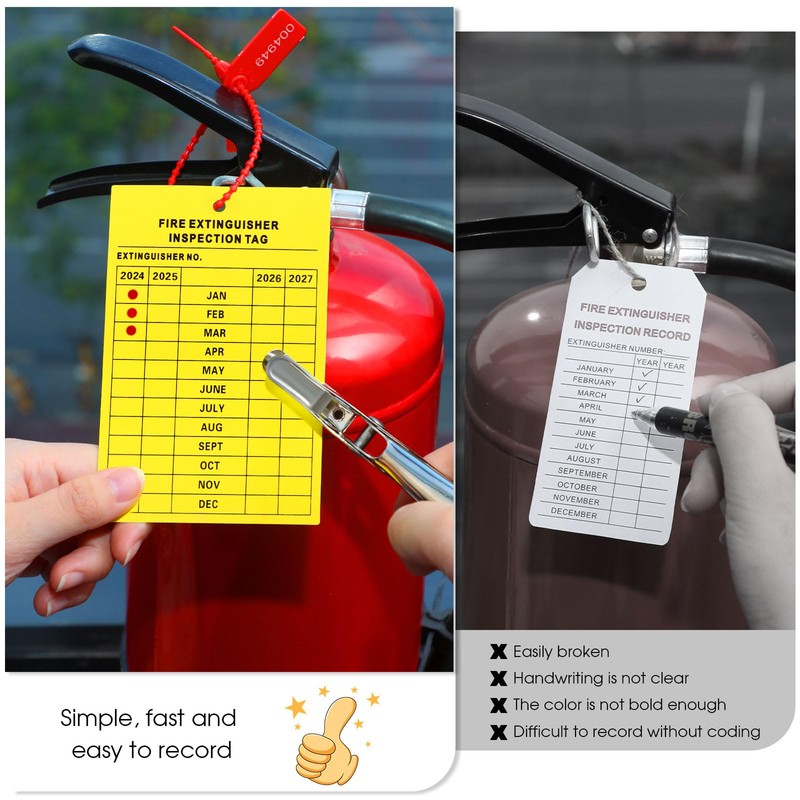 Chunful Fire Extinguisher Inspection Tags Set Including 2025-2028 Maintenance Plastic