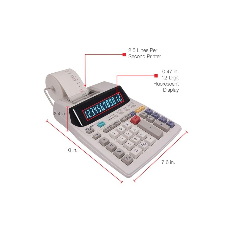 Sharp EL-1801V calculadora-impresora compacta de 12 dígitos