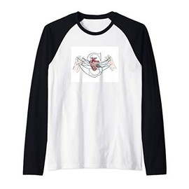Graphik Fingers with Heart Geometric Triangle Handdrawn Raglan Baseball Tee
