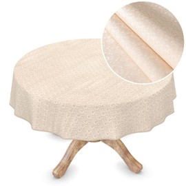Premium Oilcloth Tablecloth Vinyl Oilcloth Tablecloth Washable Round 150 cm Dots Cream Champagne Elegant Wipe Clean