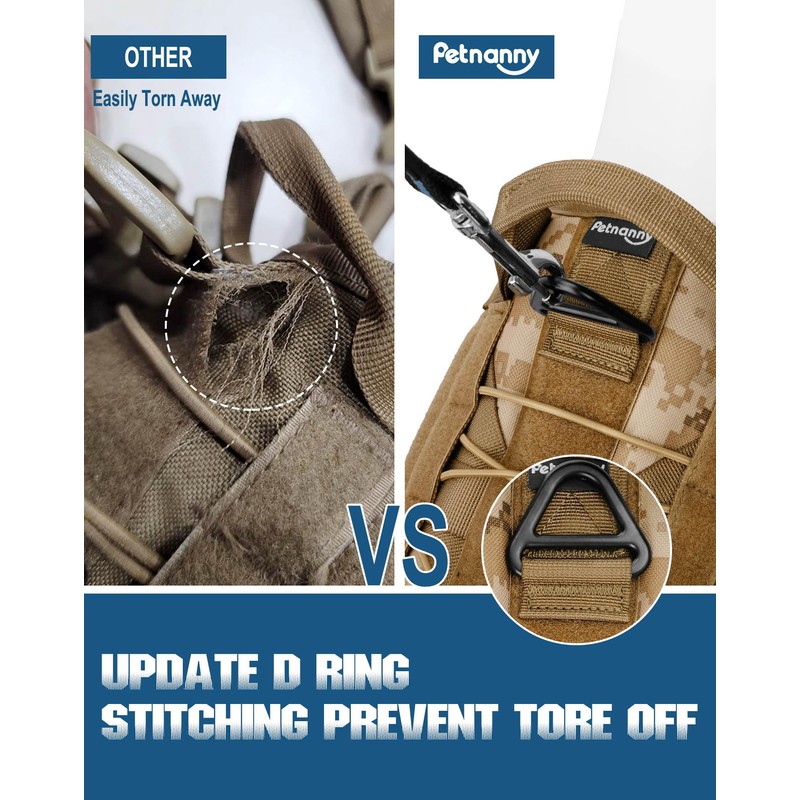 PETNANNY Tactical Service Dog Vest - No-Pull Emotional Support Harness