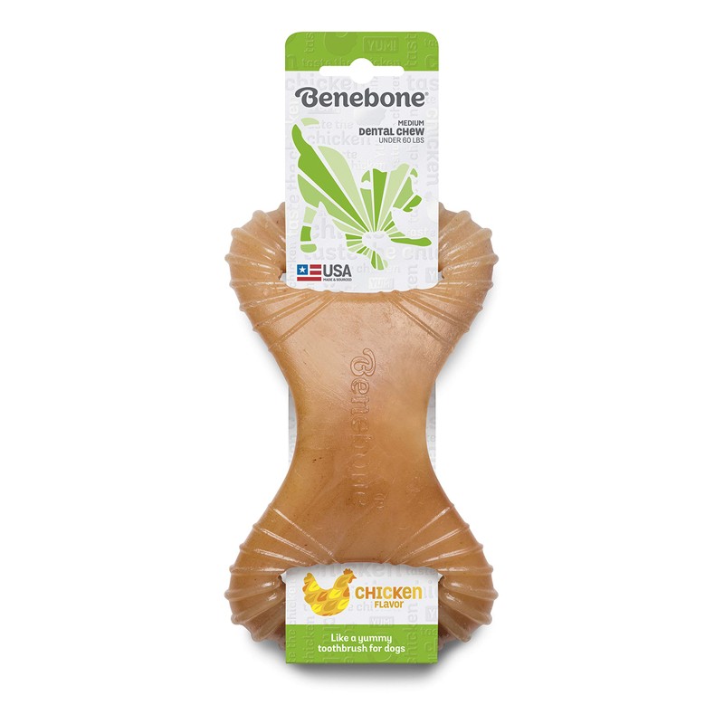 Benebone Dental Hundekauspielzeug für Aggressive Kauer, echtes Huhn, Größe M