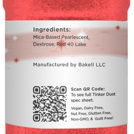 Bakell Classic Red Tinker Dust Edible Glitter | 45g Shaker