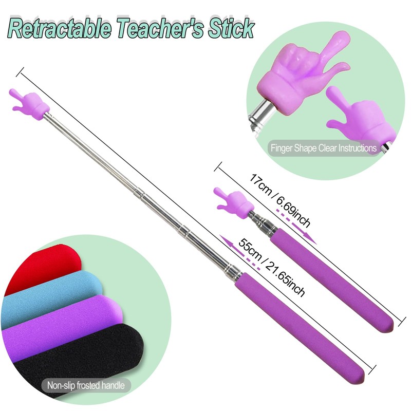 HungGato 2 Pcs Telescopic Teacher Pointer Stick, Retractable Finger Pointer