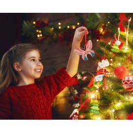 SICOHOME Butterfly Christmas Ornament Metal Butterfly Hanging Ornament Pink Christmas Decorations Butterfly Ornaments for Christmas Tree Butterfly Ornaments Gift for Kids Women Girls Sister