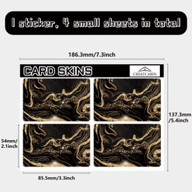 CREATCABIN Black-Golden Quicksand Card Skin Sticker, Debit Credit Card Skins, Bank Card Protection Sticker, Waterproof, No Bubbles, Slim for EBT Transport, Key Card, 186 x 137 mm