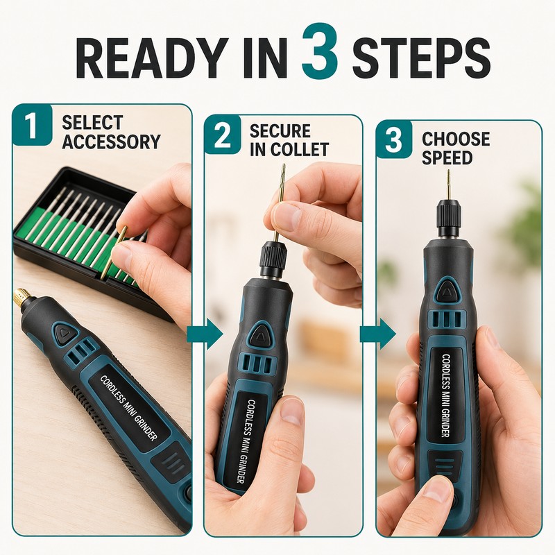 3.6V Cordless Mini Rotary Tool 3-Speed USB Rechargeable Grinder