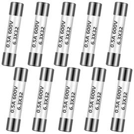 Kingdder 10 Pcs 0.5A 600V DMM Fast Blow Action 500mA Multimeter Fuses Brass Made Ceramic Fuses for DMMs, 6.3 x 32 mm