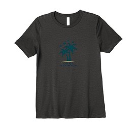 Office Under The Palms: Tropical Remote Work Logo Premium T-Shirt, Women, Dark Heather Grey
